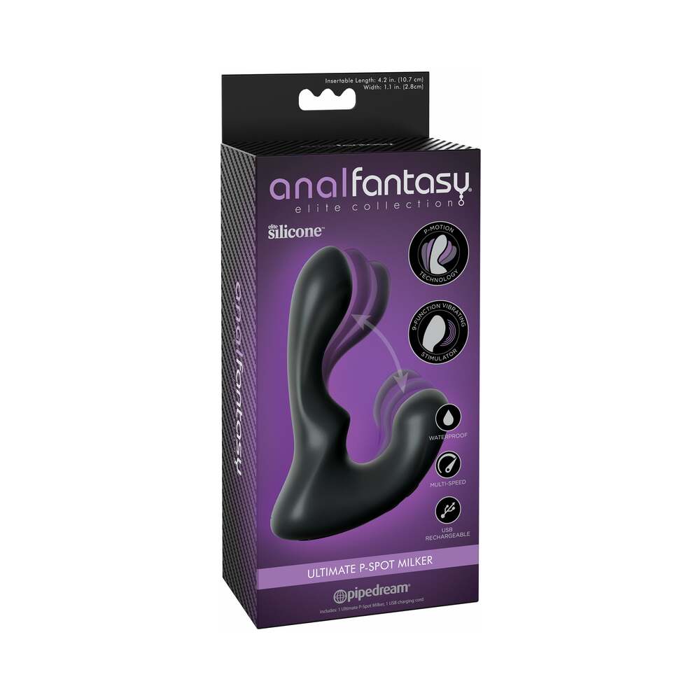Pipedream Anal Fantasy Elite Collection Rechargeable Vibrating Silicone Ultimate P-Spot Milker Black